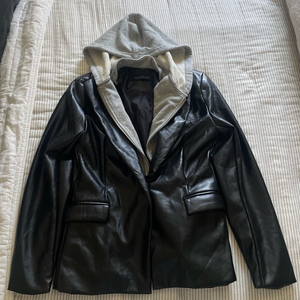 Rachel Zoe Black Blazer with Gray Hood Detailing